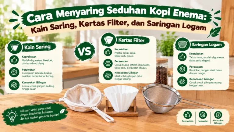 Cara Menyaring Seduhan Kopi Enema Kain Saring Kertas Filter Dan Saringan Logam