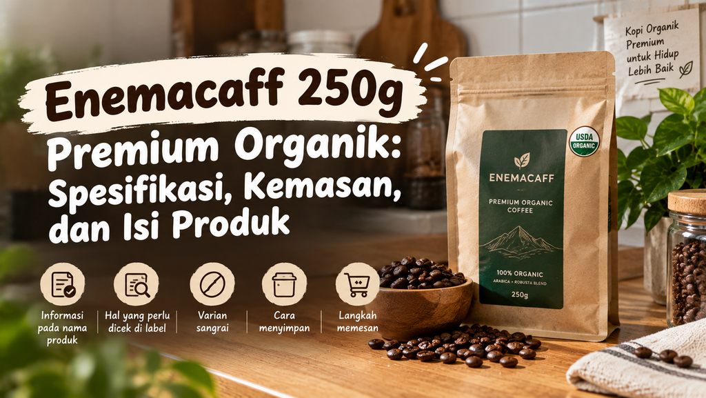 Enemacaff 250G Premium Organik Spesifikasi Kemasan Dan Isi Produk