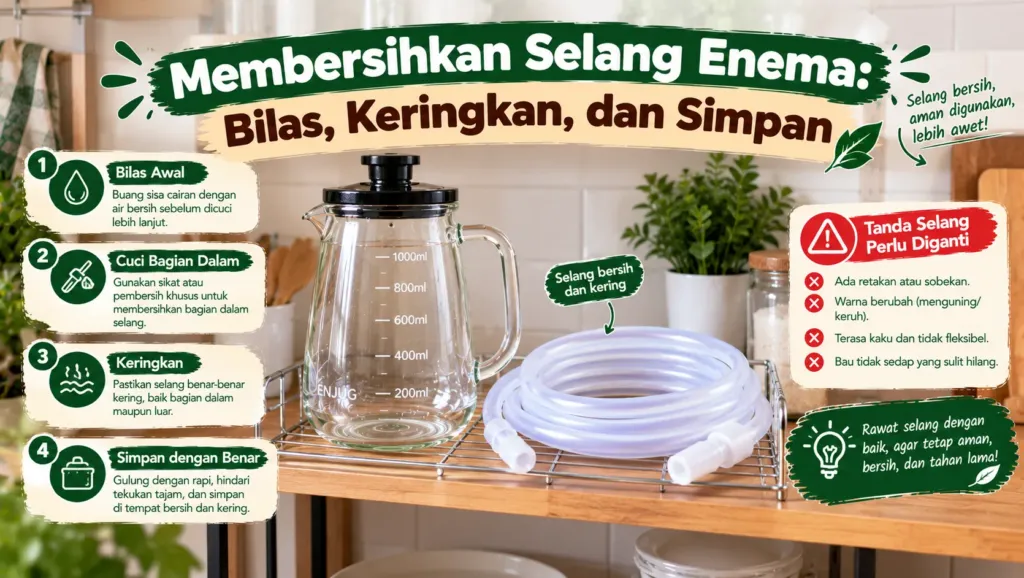 Membersihkan Selang Enema Bilas Keringkan Dan Simpan